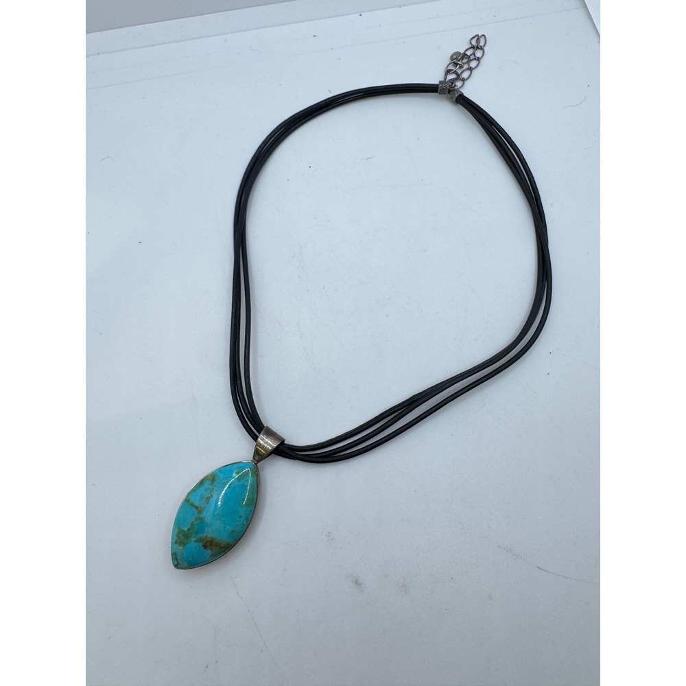 Sterling Silver 925 Turquoise & Purple Stone Reversible Pendant Necklace